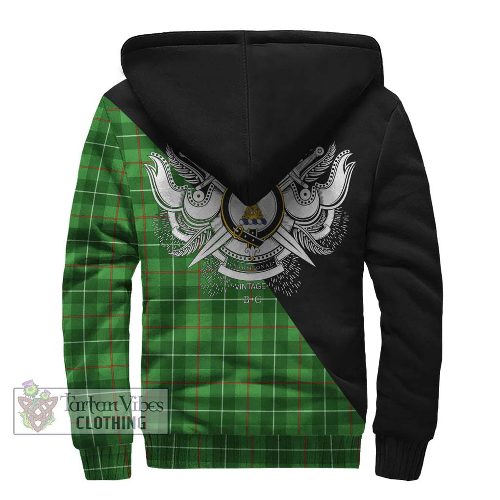 Galloway Tartan Sherpa Hoodie with Family Crest and Military Logo Style - Tartanvibesclothing Shop