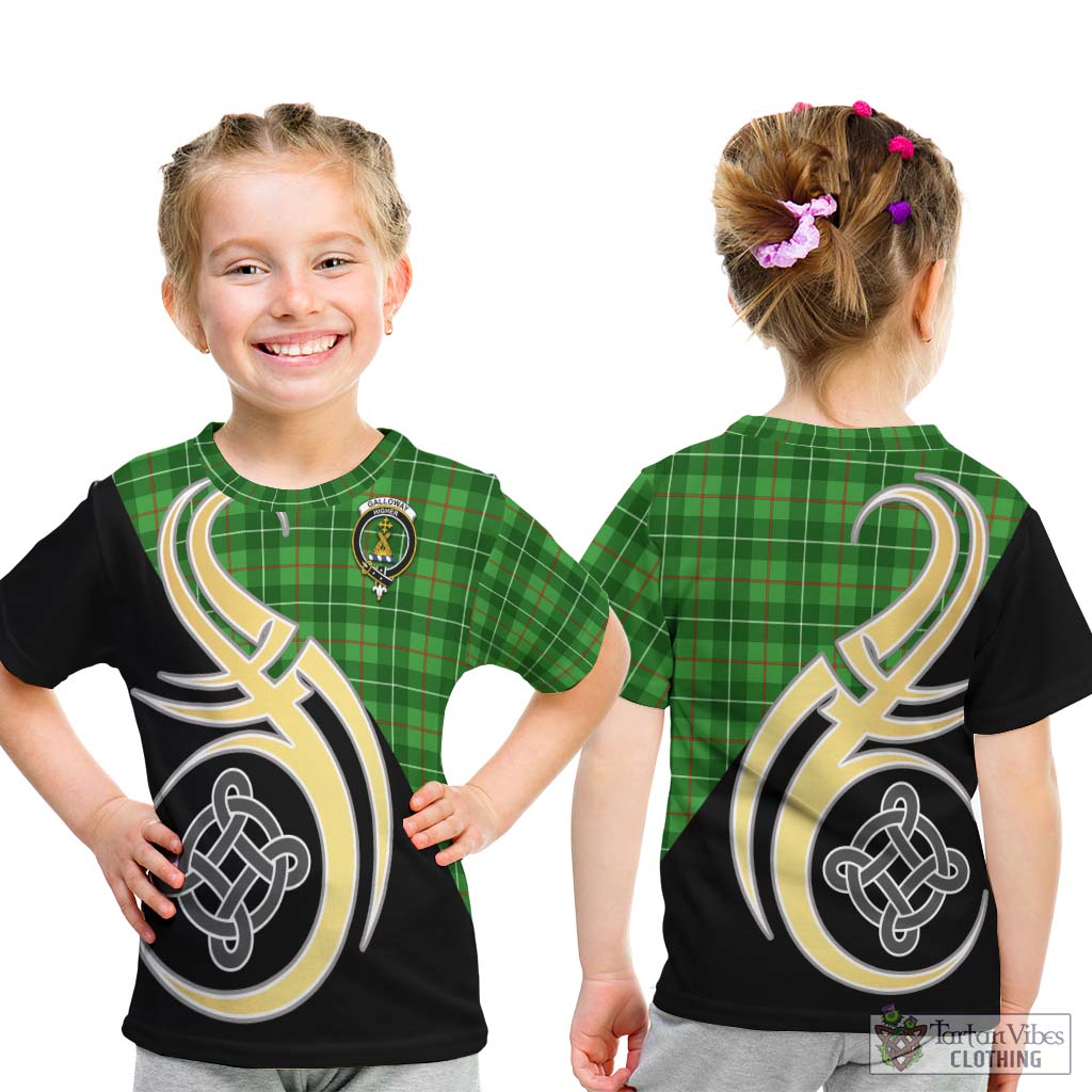 Galloway Tartan Kid T-Shirt with Family Crest and Celtic Symbol Style - Tartan Vibes Clothing