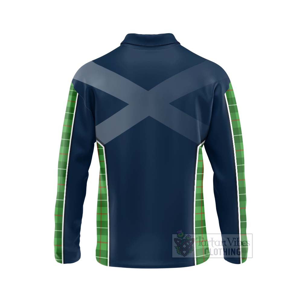 Tartan Vibes Clothing Galloway Tartan Long Sleeve Polo Shirt with Family Crest and Scottish Thistle Vibes Sport Style