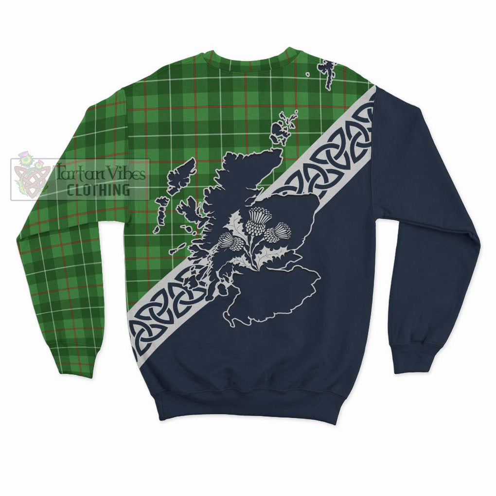 Tartan Vibes Clothing Galloway Tartan Sweatshirt Featuring Thistle and Scotland Map