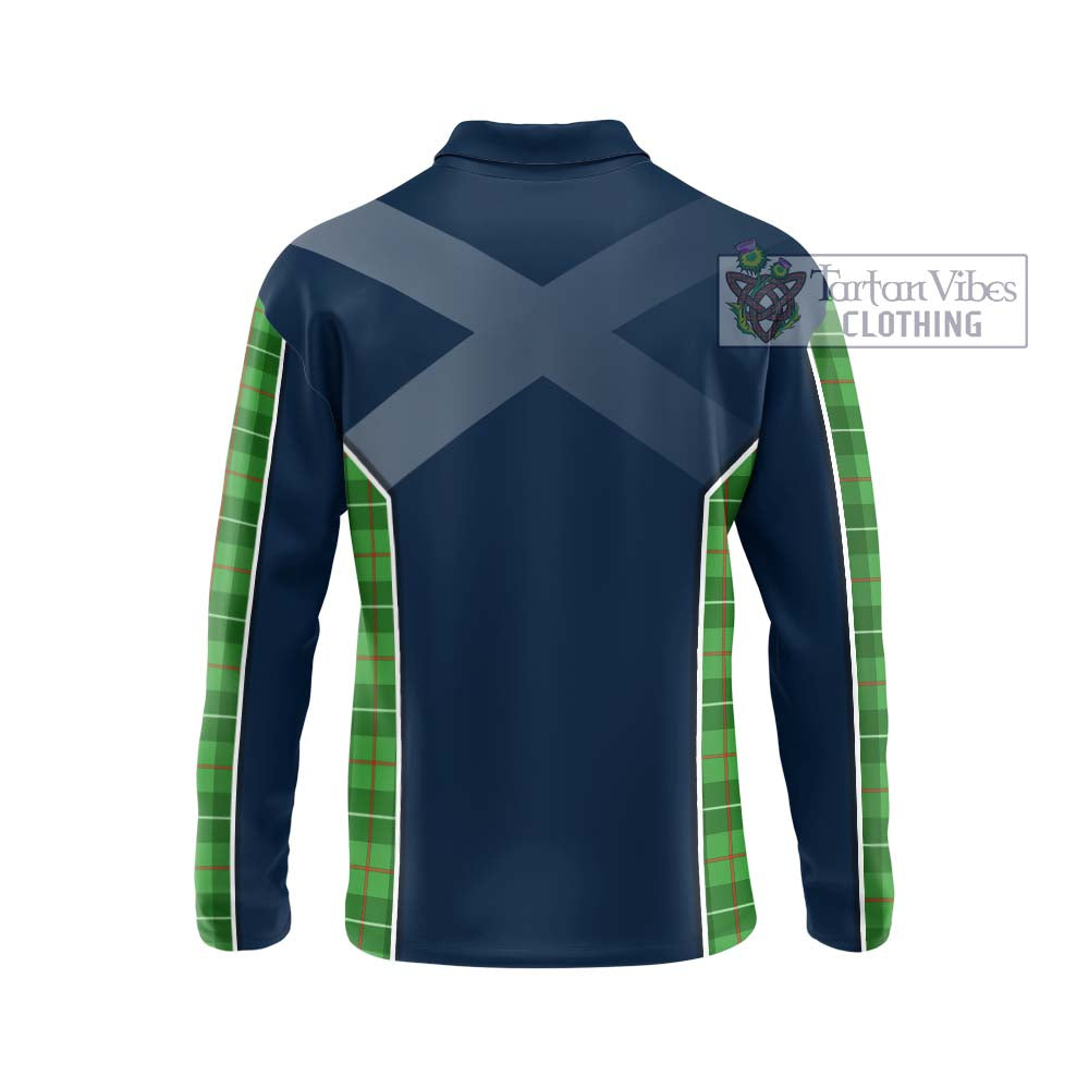 Galloway Tartan Long Sleeve Polo Shirt with Family Crest and Lion Rampant Vibes Sport Style - Tartan Vibes Clothing