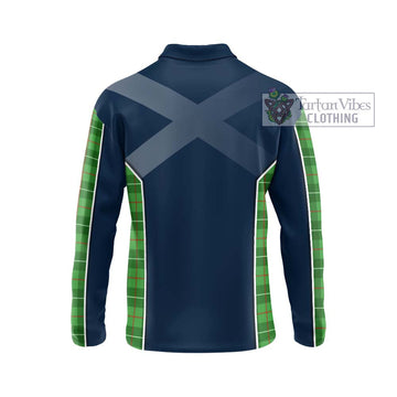 Galloway Tartan Long Sleeve Polo Shirt with Family Crest and Lion Rampant Vibes Sport Style