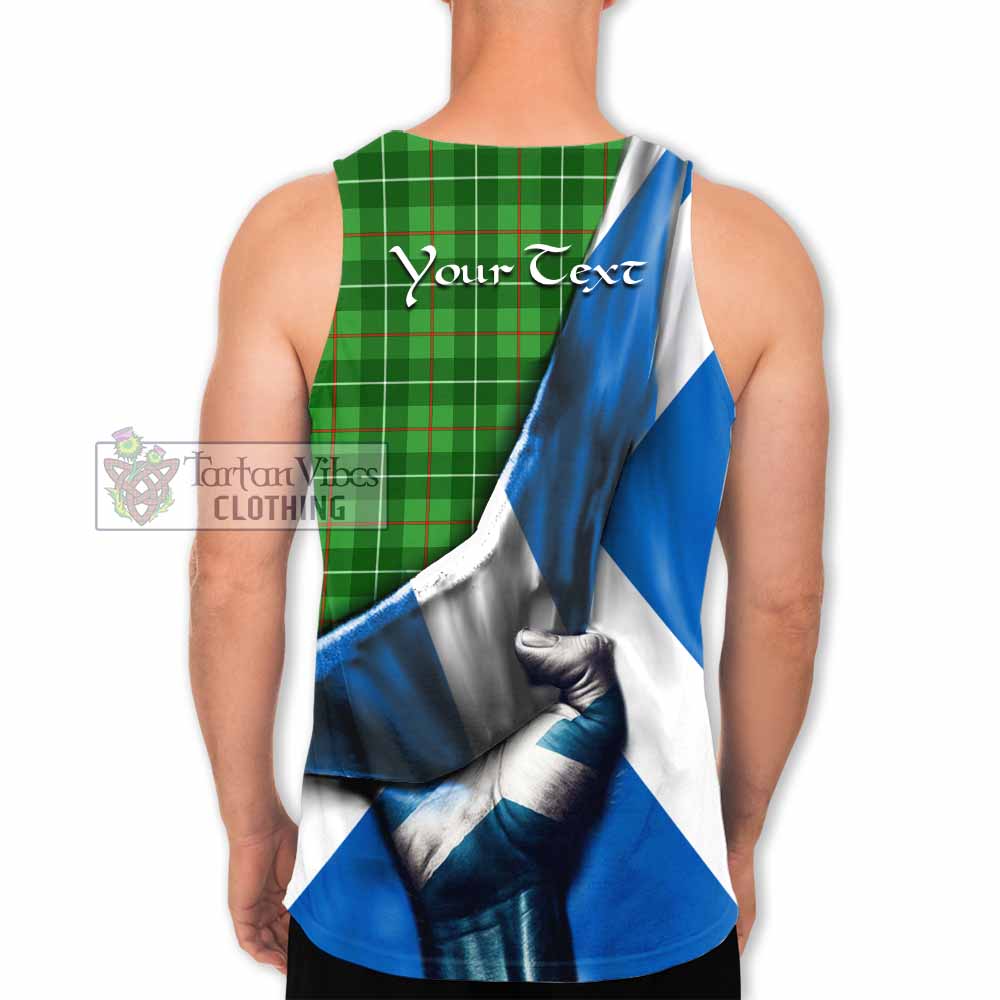 Tartan Vibes Clothing Galloway Tartan Men's Tank Top with Family Crest Scotland Patriotic Style