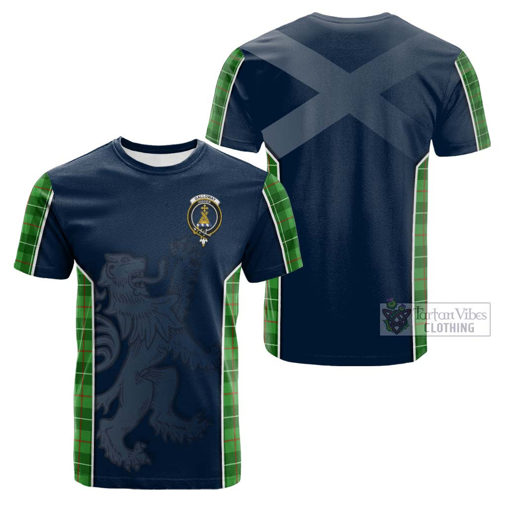 Tartan Vibes Clothing Galloway Tartan Cotton T-shirt with Family Crest and Lion Rampant Vibes Sport Style