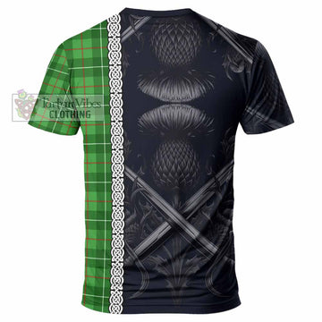 Galloway Tartan T-Shirt with Family Crest Cross Sword Thistle Celtic Vibes