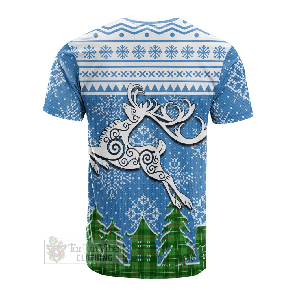 Tartan Vibes Clothing Galloway Clan Christmas Cotton T-shirt Celtic Reindeer Style