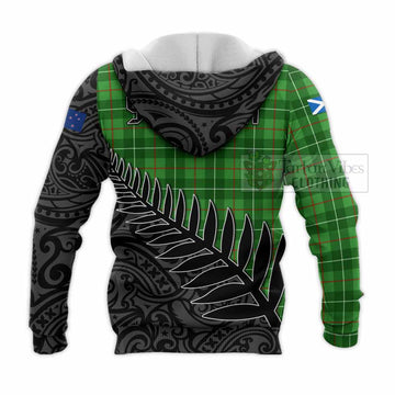 Galloway Crest Tartan Knitted Hoodie with New Zealand Silver Fern Half Style