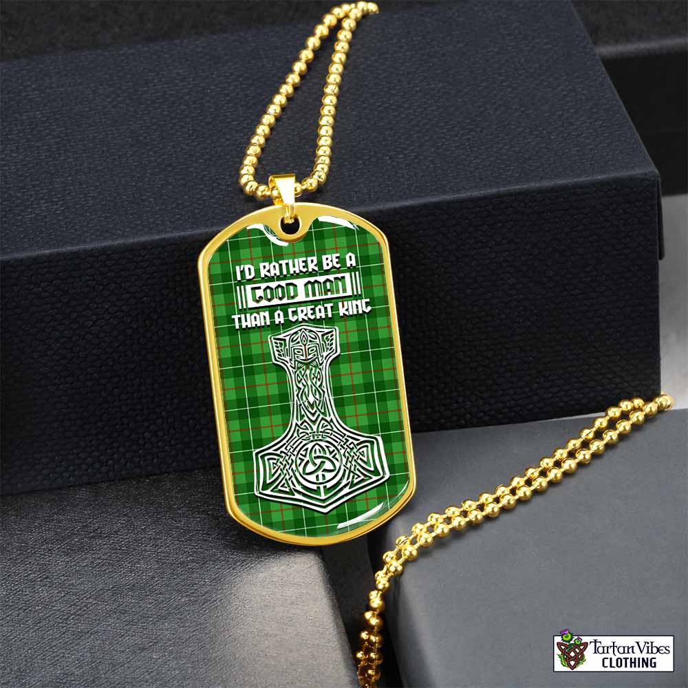 Tartan Vibes Clothing Galloway Tartan Dog Tag Necklace Viking Mjolnir Style