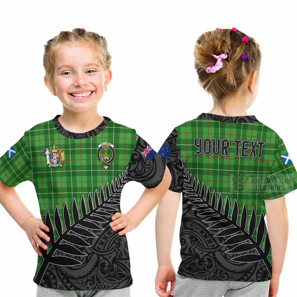 Tartan Vibes Clothing Galloway Crest Tartan Kid T-Shirt with New Zealand Silver Fern Half Style