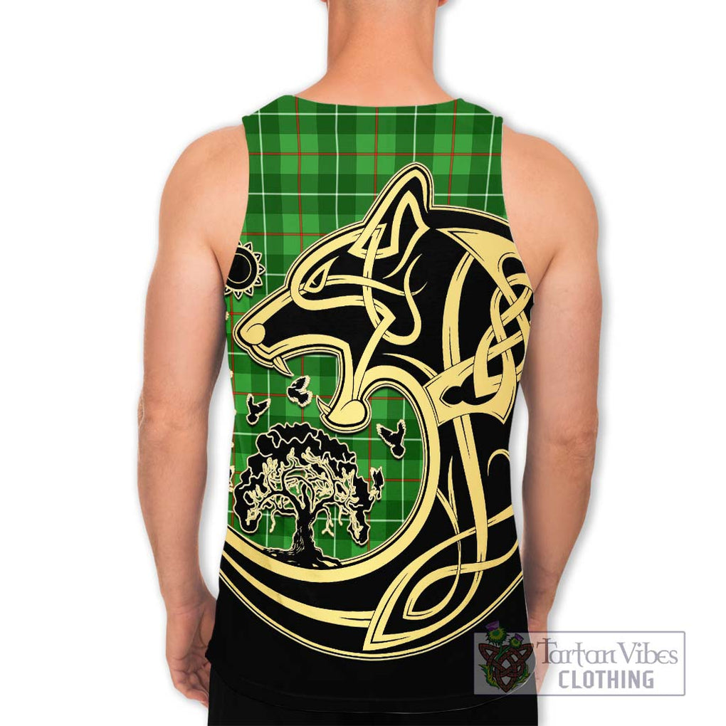 Galloway Tartan Men's Tank Top with Family Crest Celtic Wolf Style - Tartan Vibes Clothing