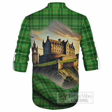 Galloway Tartan Family Crest Ghillie Kilt Shirt with Scottish Ancient Castle Style - Tartan Vibes Clothing