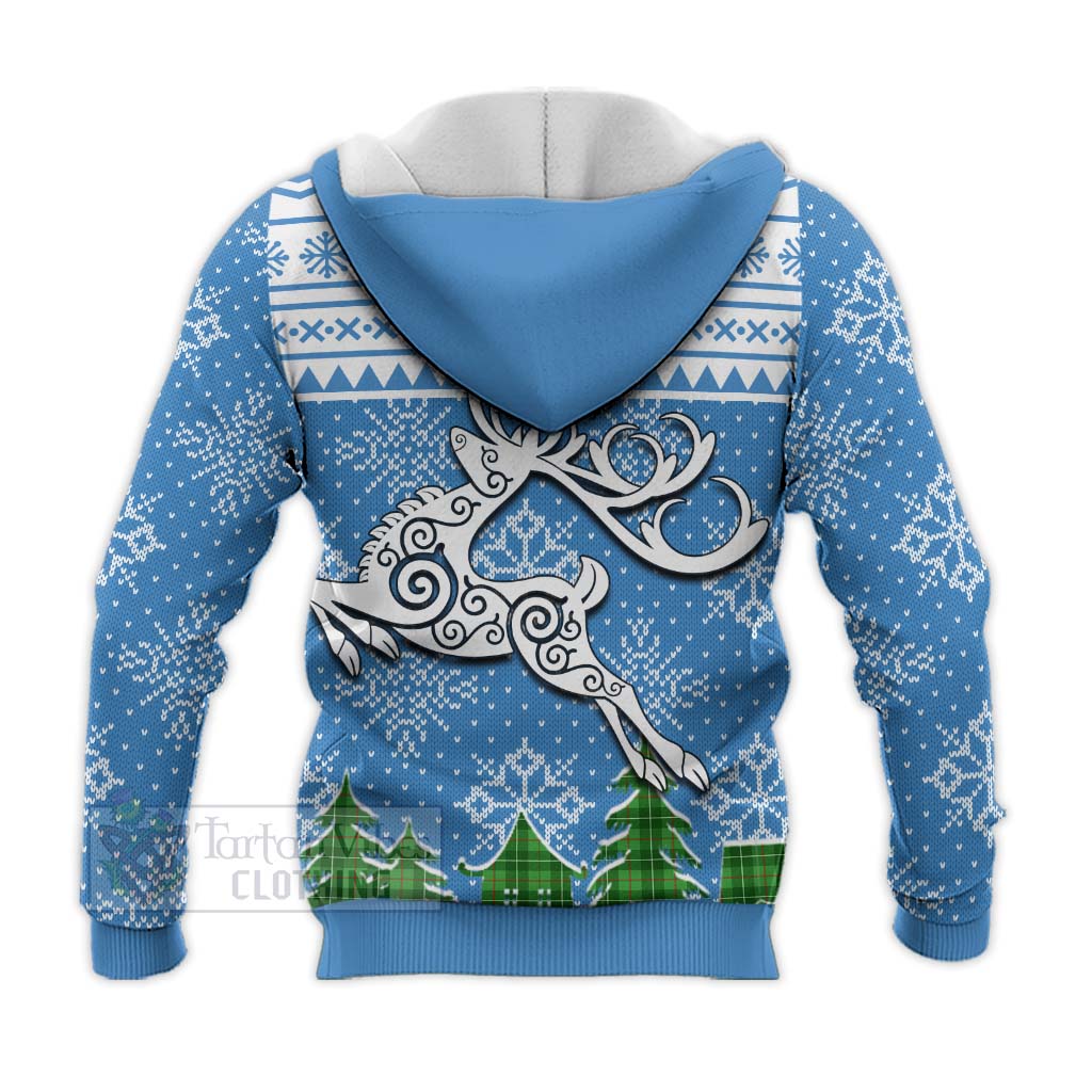 Tartan Vibes Clothing Galloway Clan Christmas Knitted Hoodie Celtic Reindeer Style