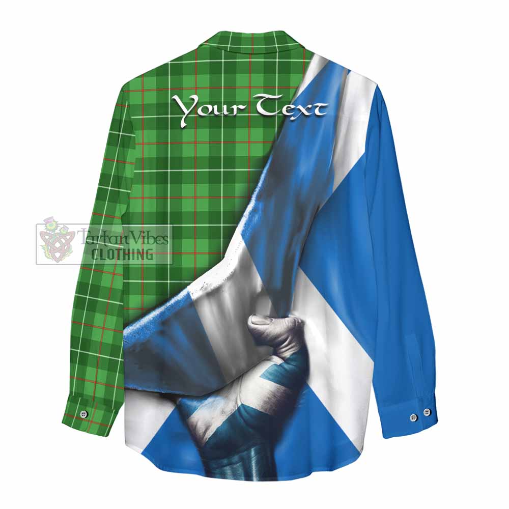 Tartan Vibes Clothing Galloway Tartan Women's Casual Shirt with Family Crest Scotland Patriotic Style