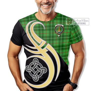 Galloway Tartan T-Shirt with Family Crest and Celtic Symbol Style