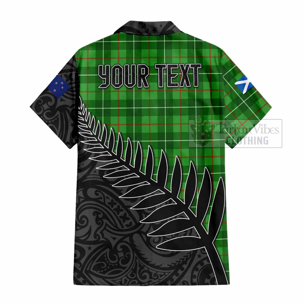 Tartan Vibes Clothing Galloway Crest Tartan Short Sleeve Button Shirt with New Zealand Silver Fern Half Style