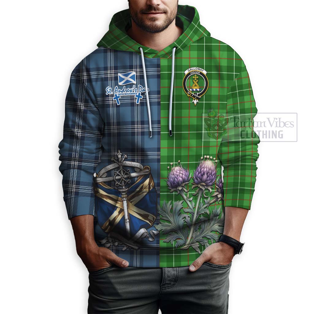 Tartan Vibes Clothing Galloway Tartan Hoodie Happy St. Andrew's Day Half Tartan Style