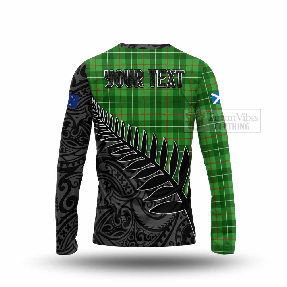 Tartan Vibes Clothing Galloway Crest Tartan Long Sleeve T-Shirt with New Zealand Silver Fern Half Style