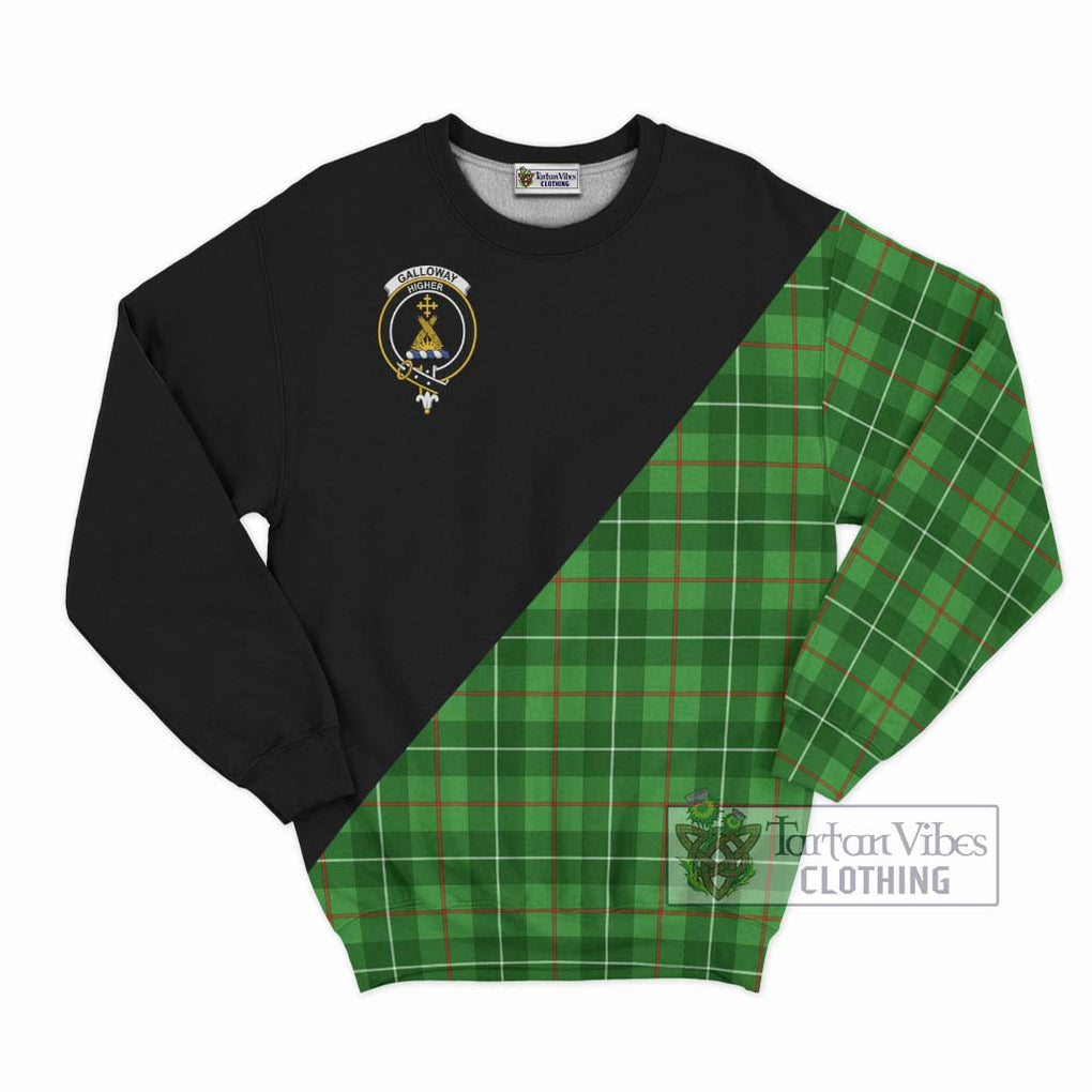 Galloway Tartan Sweatshirt with Family Crest and Military Logo Style - Tartanvibesclothing Shop