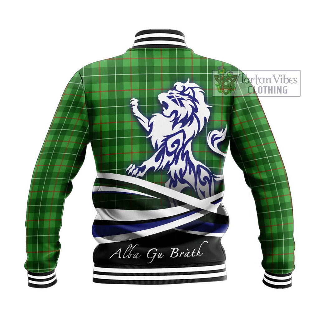 Galloway Tartan Baseball Jacket with Alba Gu Brath Regal Lion Emblem - Tartanvibesclothing Shop