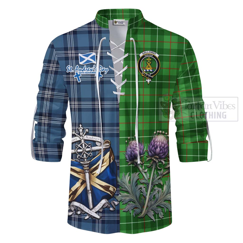 Tartan Vibes Clothing Galloway Tartan Ghillie Kilt Shirt Happy St. Andrew's Day Half Tartan Style