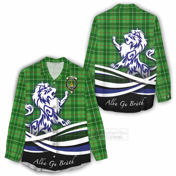 Galloway Tartan Women's Casual Shirt with Alba Gu Brath Regal Lion Emblem