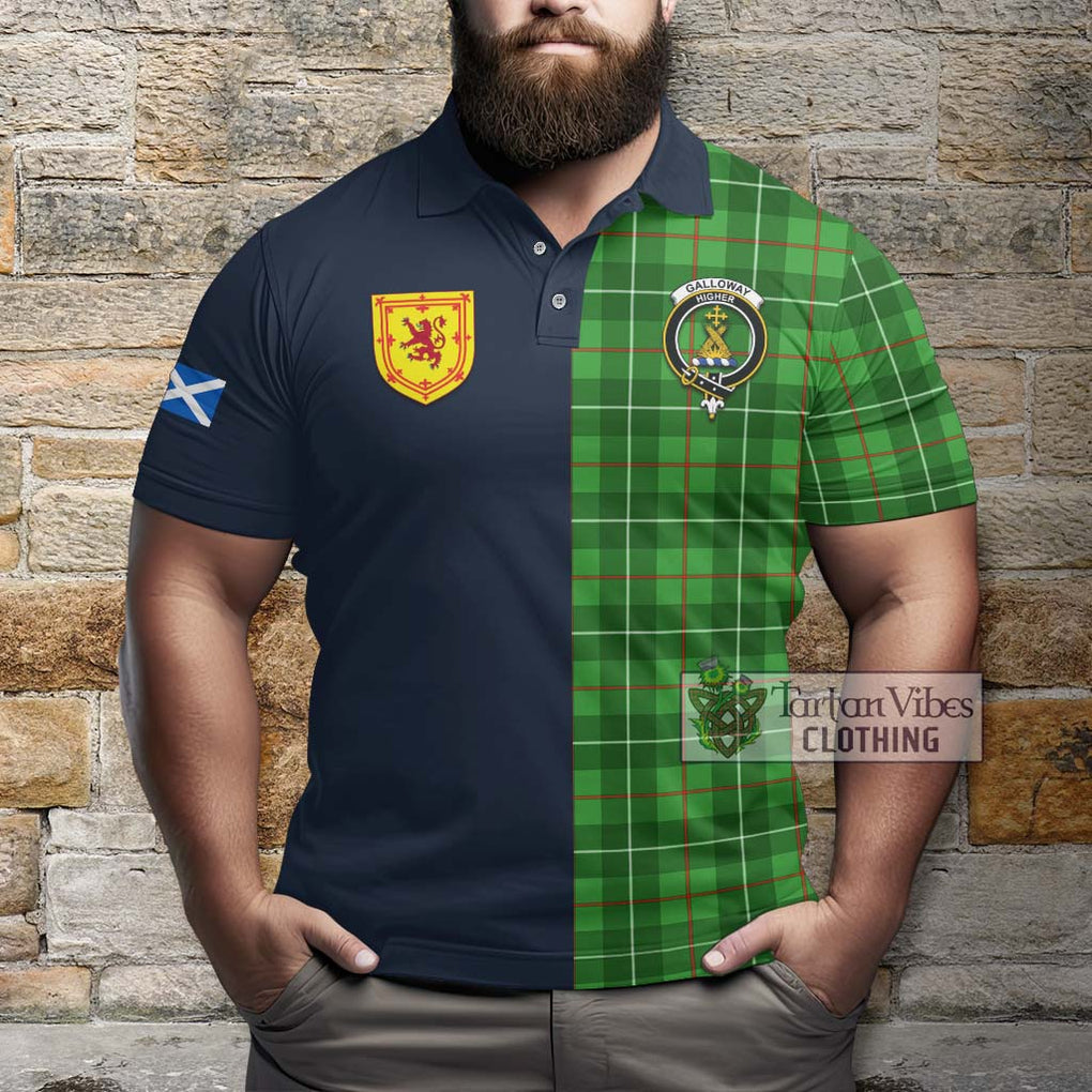 Tartan Vibes Clothing Galloway Tartan Polo Shirt with Scottish Lion Royal Arm Half Style