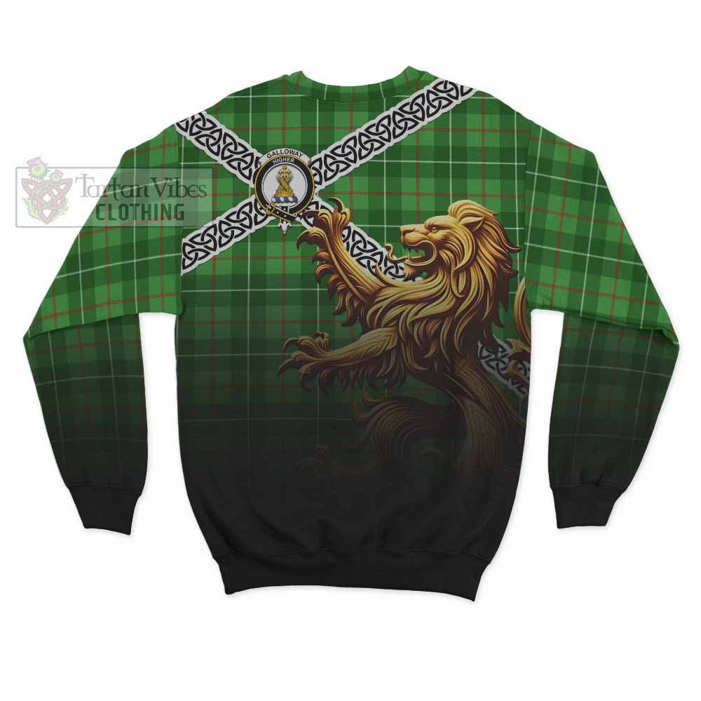 Galloway Crest Tartan Sweatshirt with Golden Lion Emblem Celtic Style - Tartan Vibes Clothing