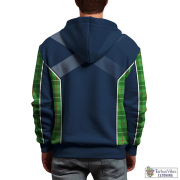 Galloway Tartan Hoodie with Family Crest and Scottish Thistle Vibes Sport Style