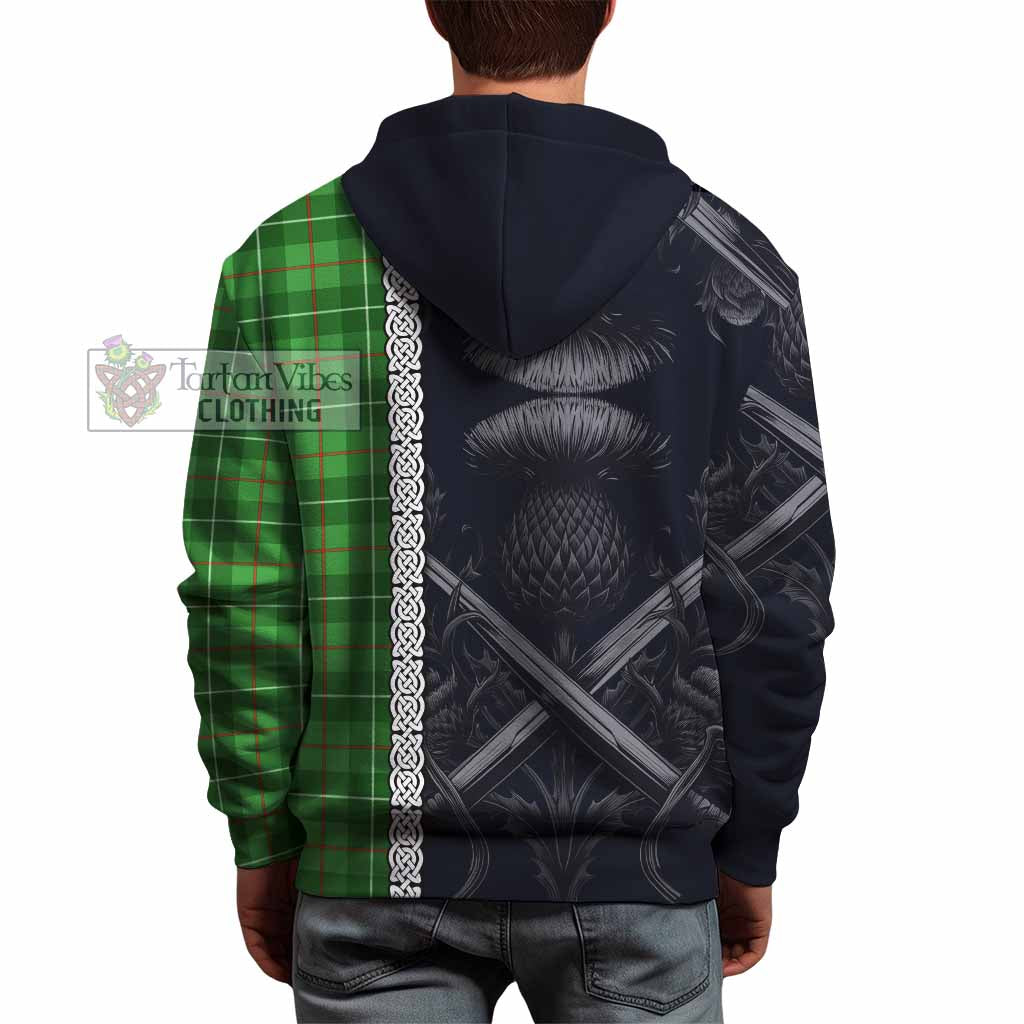 Galloway Tartan Hoodie with Family Crest Cross Sword Thistle Celtic Vibes - Tartan Vibes Clothing