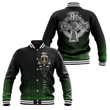 Galloway Tartan Baseball Jacket Featuring Alba Gu Brath Family Crest Celtic Inspired