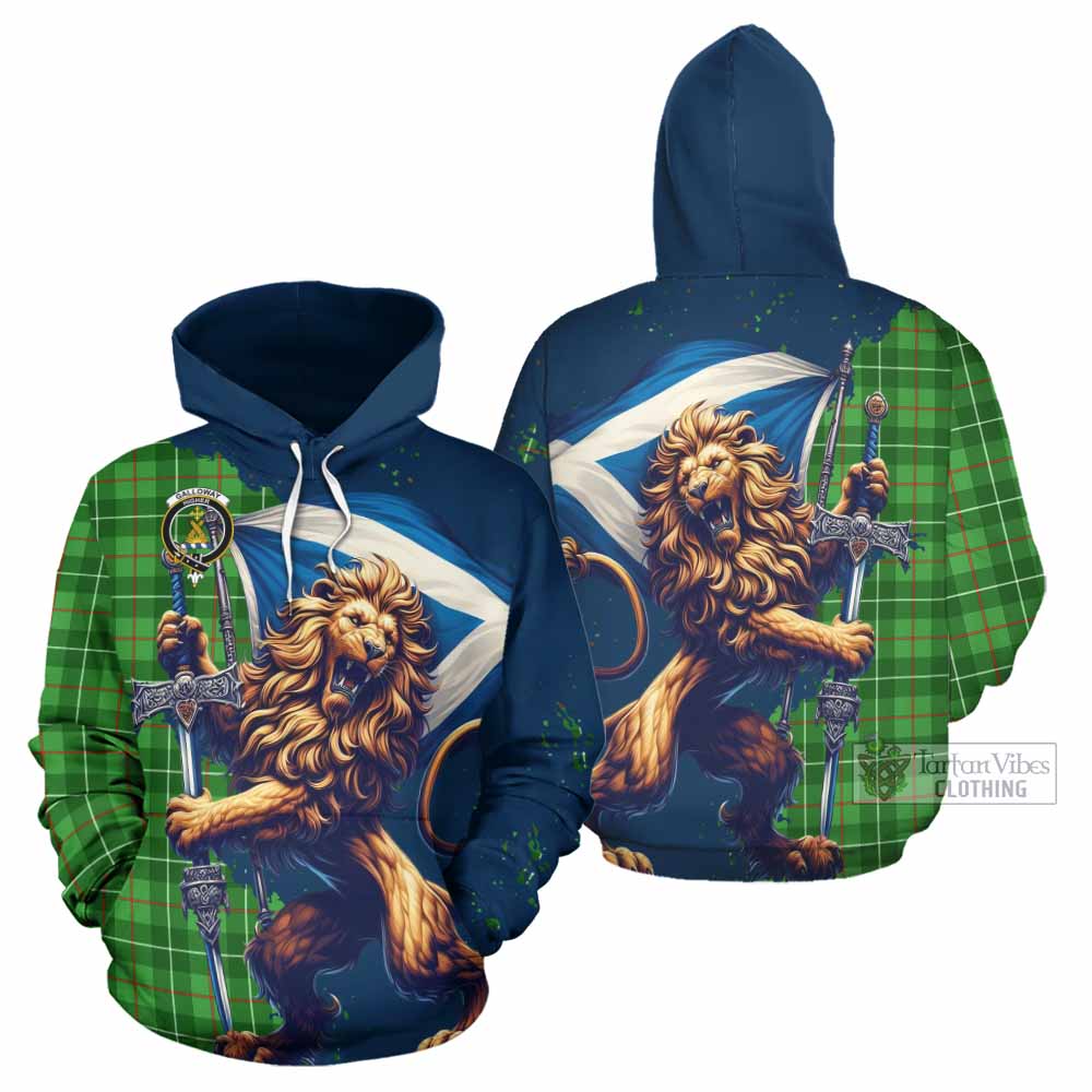 Galloway Tartan Family Crest Hoodie with Scottish Majestic Lion