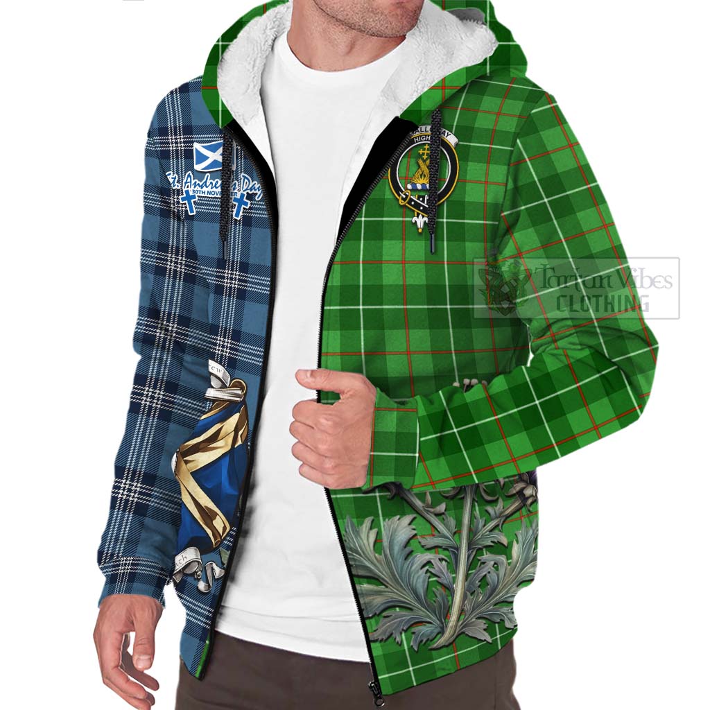 Tartan Vibes Clothing Galloway Tartan Sherpa Hoodie Happy St. Andrew's Day Half Tartan Style