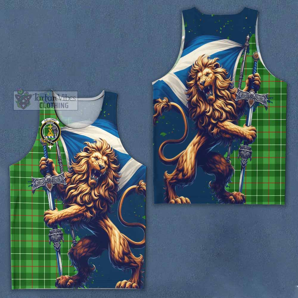 Tartan Vibes Clothing Galloway Tartan Family Crest Men's Tank Top with Scottish Majestic Lion