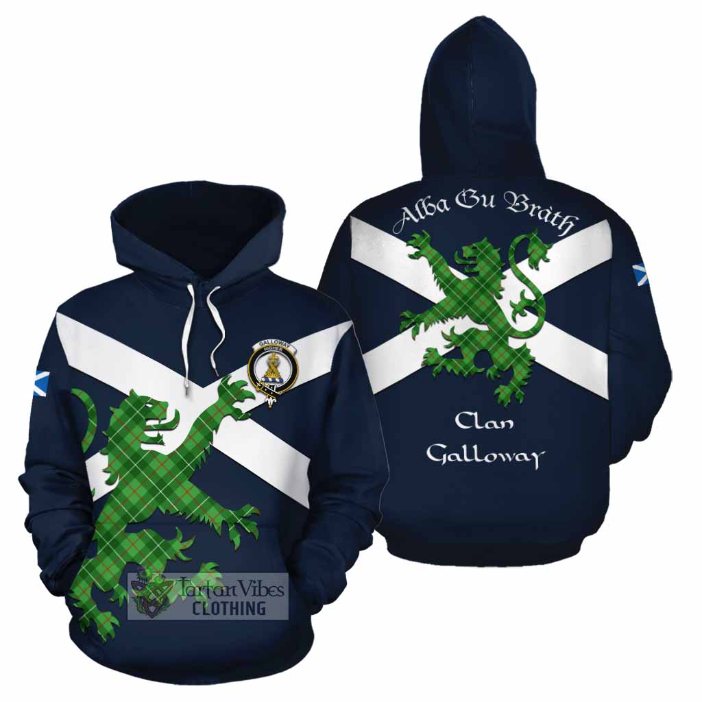 Tartan Vibes Clothing Galloway Tartan Lion Rampant Cotton Hoodie Proudly Display Your Heritage with Alba Gu Brath and Clan Name