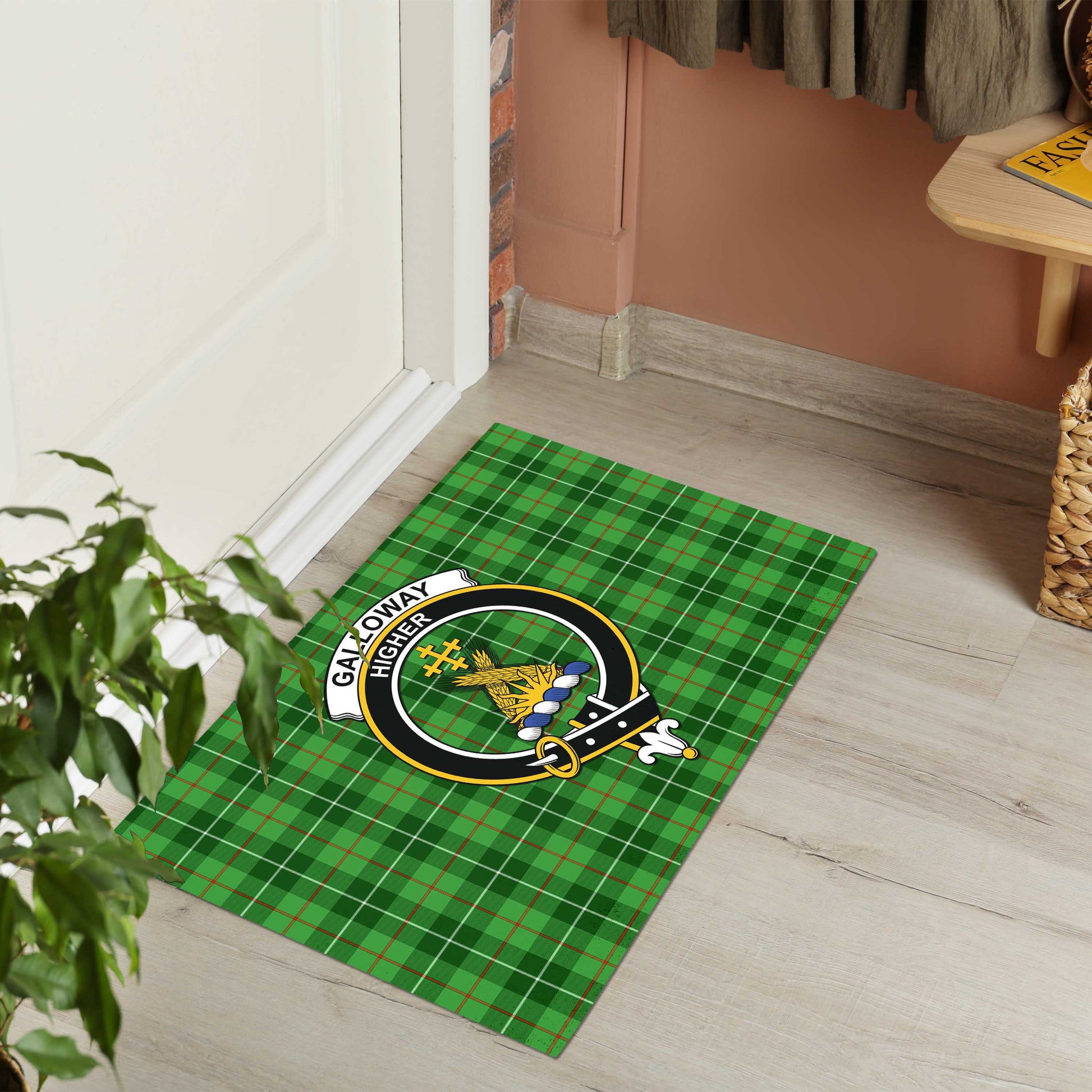 Galloway Tartan Door Mat with Family Crest - Tartanvibesclothing