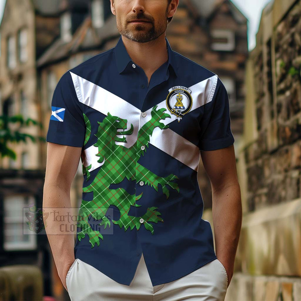 Tartan Vibes Clothing Galloway Tartan Lion Rampant Short Sleeve Button Shirt – Proudly Display Your Heritage with Alba Gu Brath and Clan Name