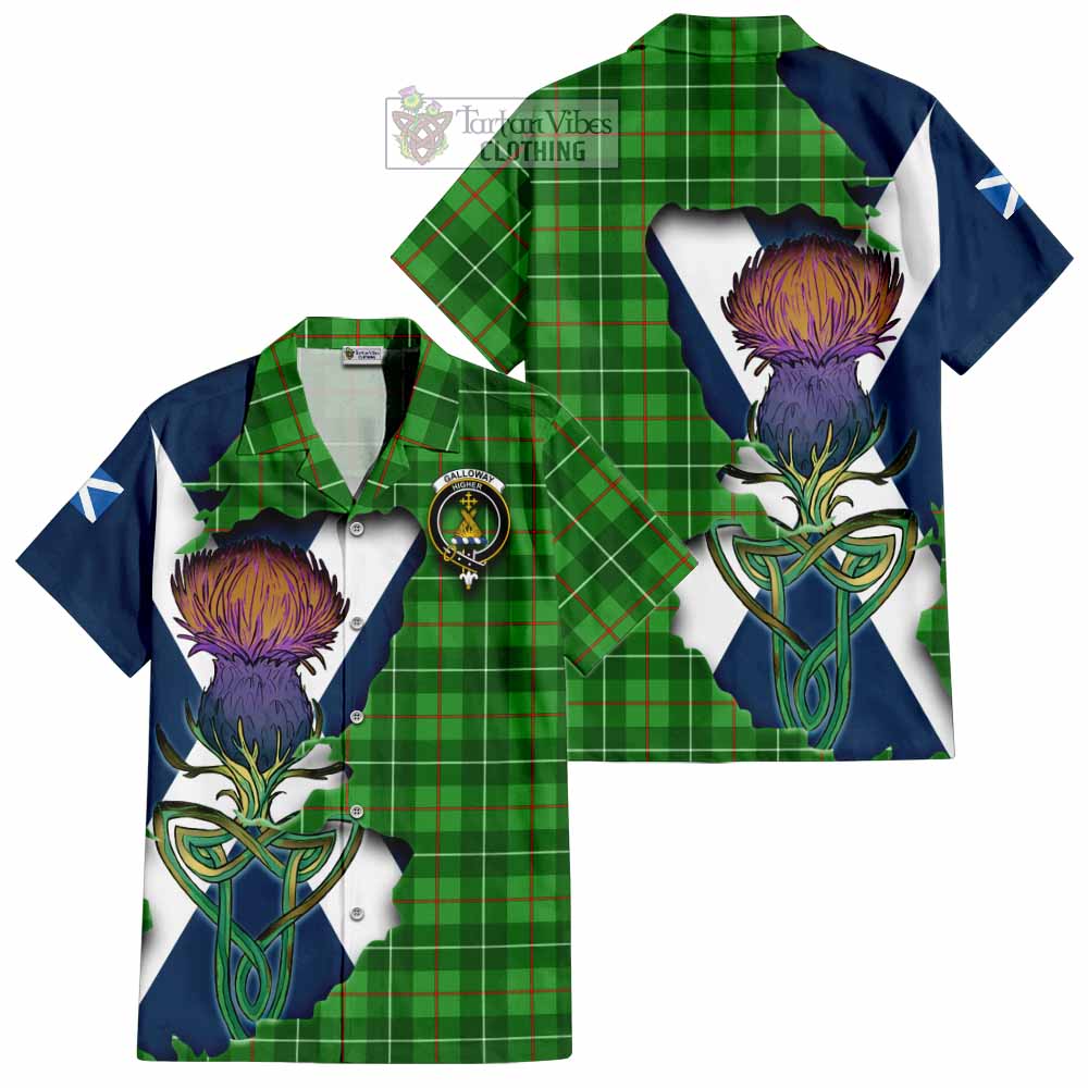 Galloway Tartan Family Crest Hawaiian Shirt Scottish Thistle Celtic Inspired - Tartan Vibes Clothing