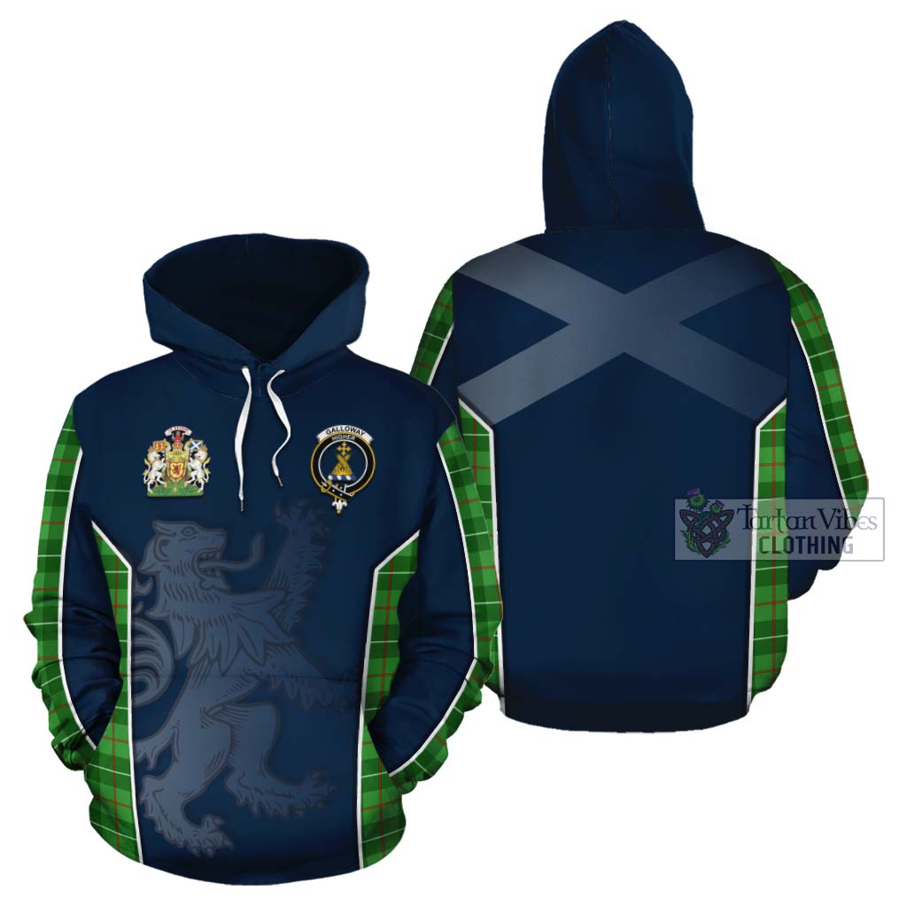 Tartan Vibes Clothing Galloway Tartan Cotton Hoodie with Family Crest and Lion Rampant Vibes Sport Style