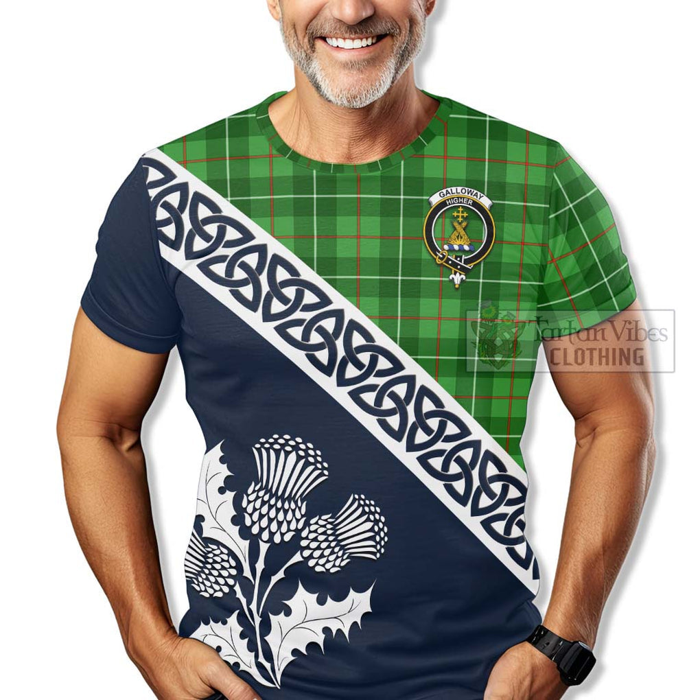 Galloway Tartan T-Shirt Featuring Thistle and Scotland Map