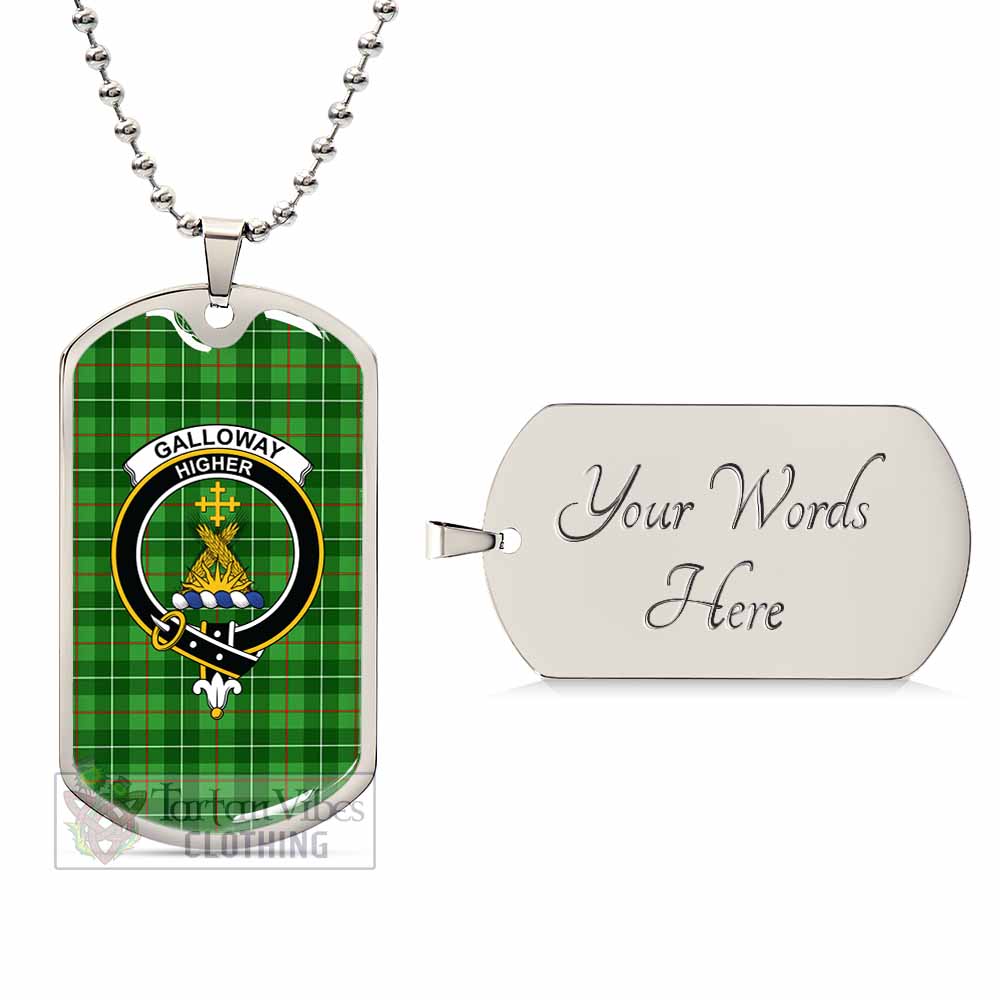 Tartan Vibes Clothing Galloway Tartan Dog Tag Necklace with Family Crest