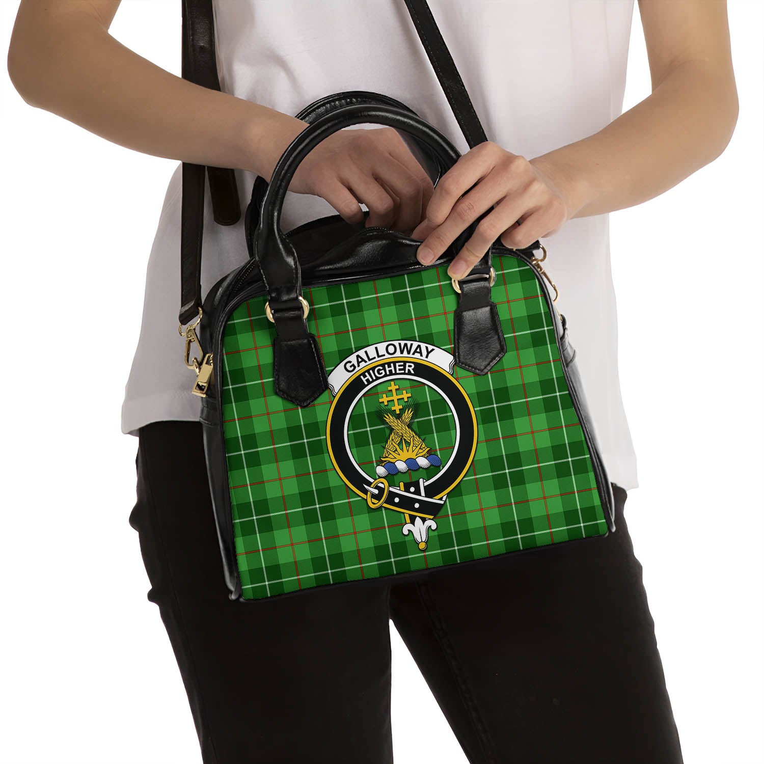 Galloway Tartan Shoulder Handbags with Family Crest - Tartanvibesclothing