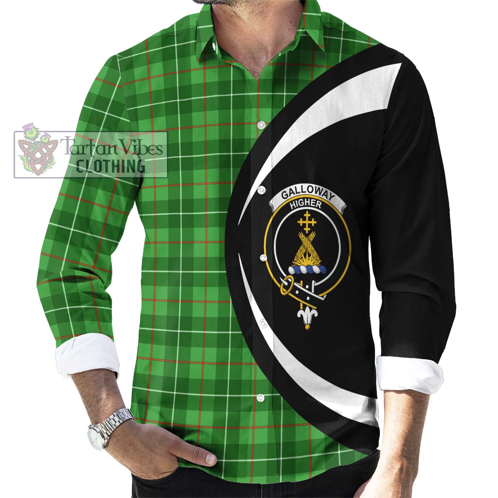 Galloway Tartan Long Sleeve Button Up with Family Crest Circle Style - Tartan Vibes Clothing