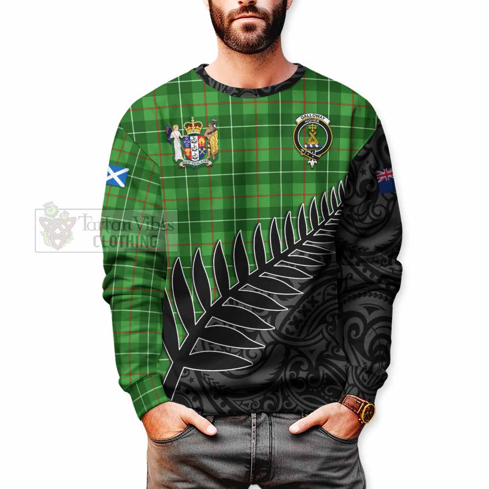 Tartan Vibes Clothing Galloway Crest Tartan Sweatshirt with New Zealand Silver Fern Half Style