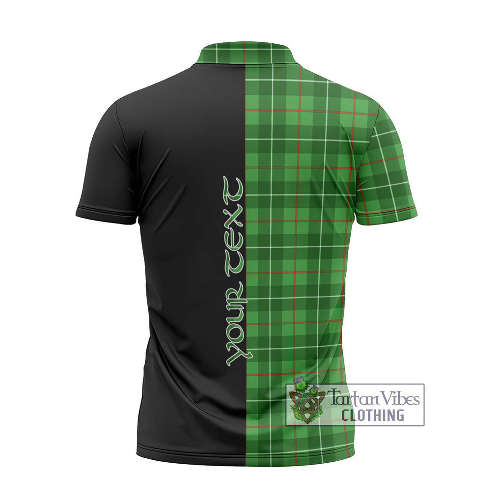 Galloway Tartan Zipper Polo Shirt with Family Crest and Half Of Me Style - Tartanvibesclothing Shop