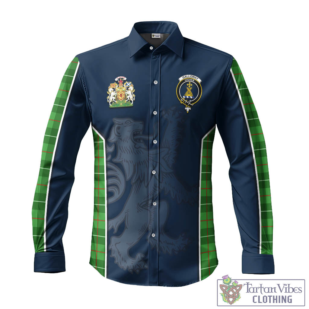 Tartan Vibes Clothing Galloway Tartan Long Sleeve Button Up Shirt with Family Crest and Lion Rampant Vibes Sport Style