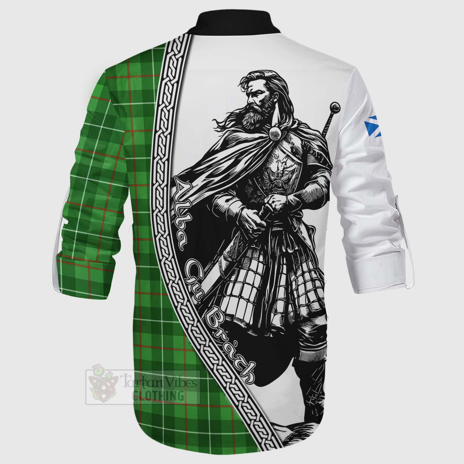 Tartan Vibes Clothing Galloway Tartan Clan Crest Ghillie Kilt Shirt with Highlander Warrior Celtic Style