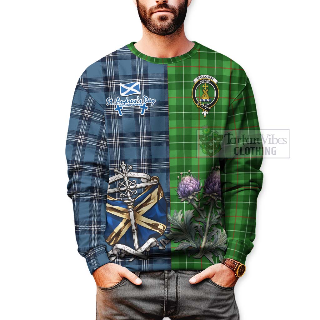 Tartan Vibes Clothing Galloway Tartan Sweatshirt Happy St. Andrew's Day Half Tartan Style