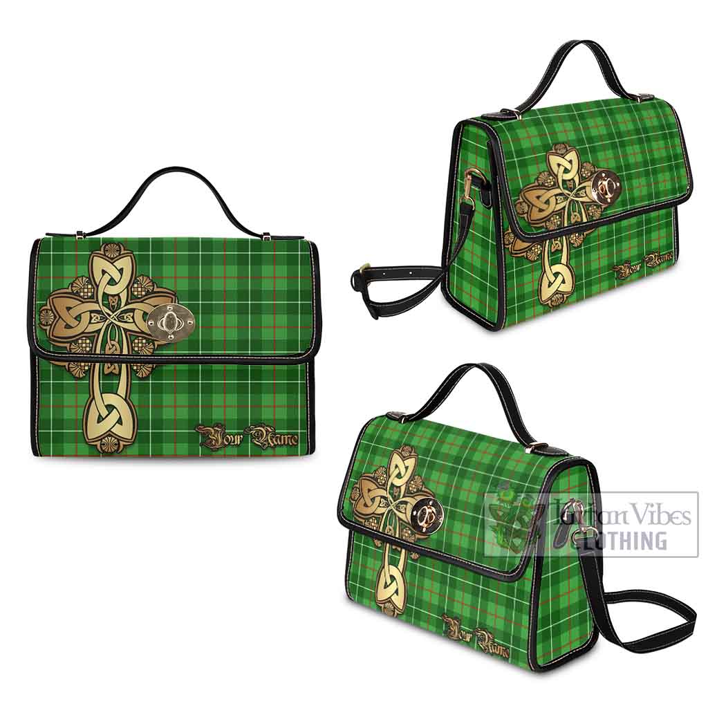 Tartan Vibes Clothing Galloway Tartan Waterproof Canvas Bag Golden Thistle Celtic Cross Style