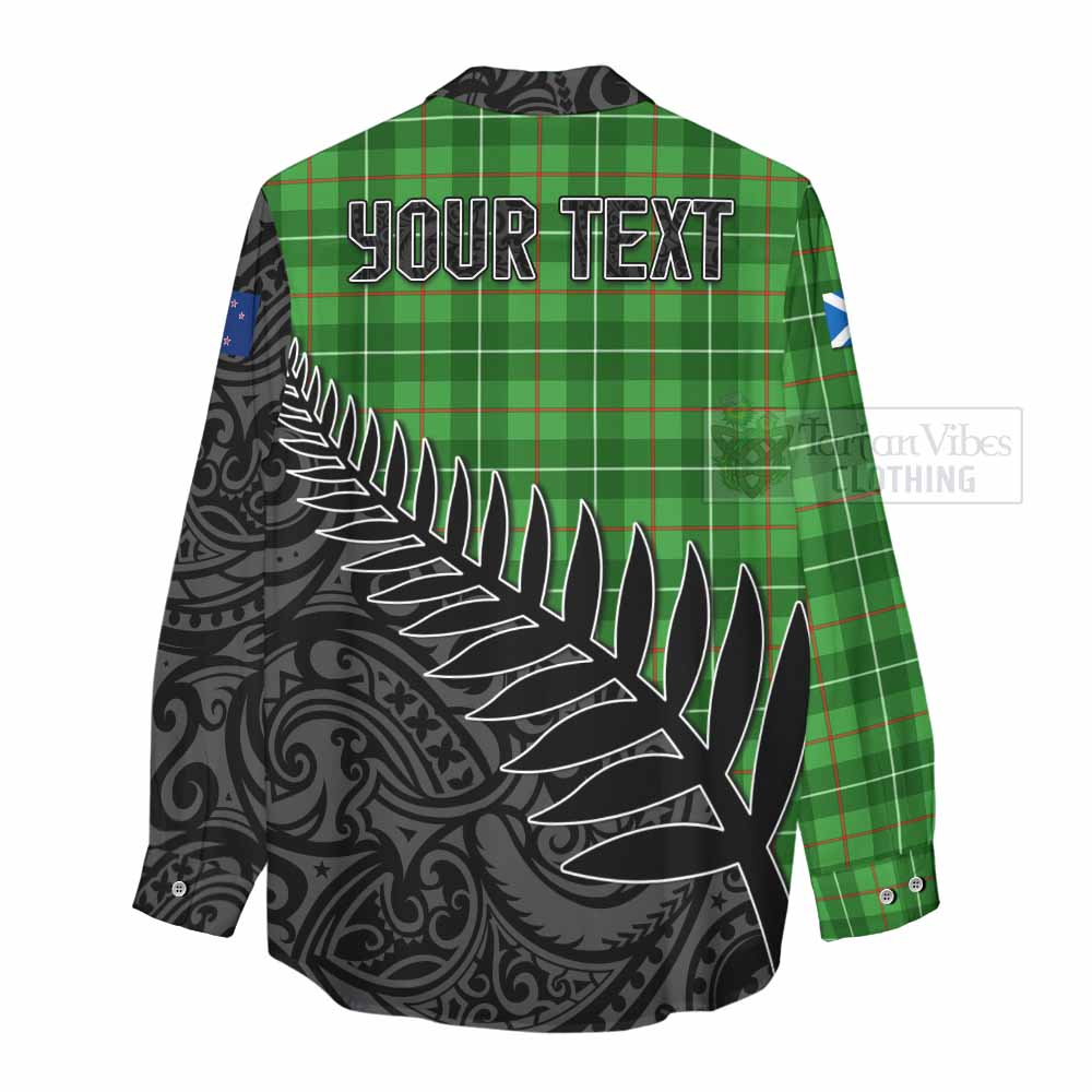 Tartan Vibes Clothing Galloway Crest Tartan Women's Casual Shirt with New Zealand Silver Fern Half Style