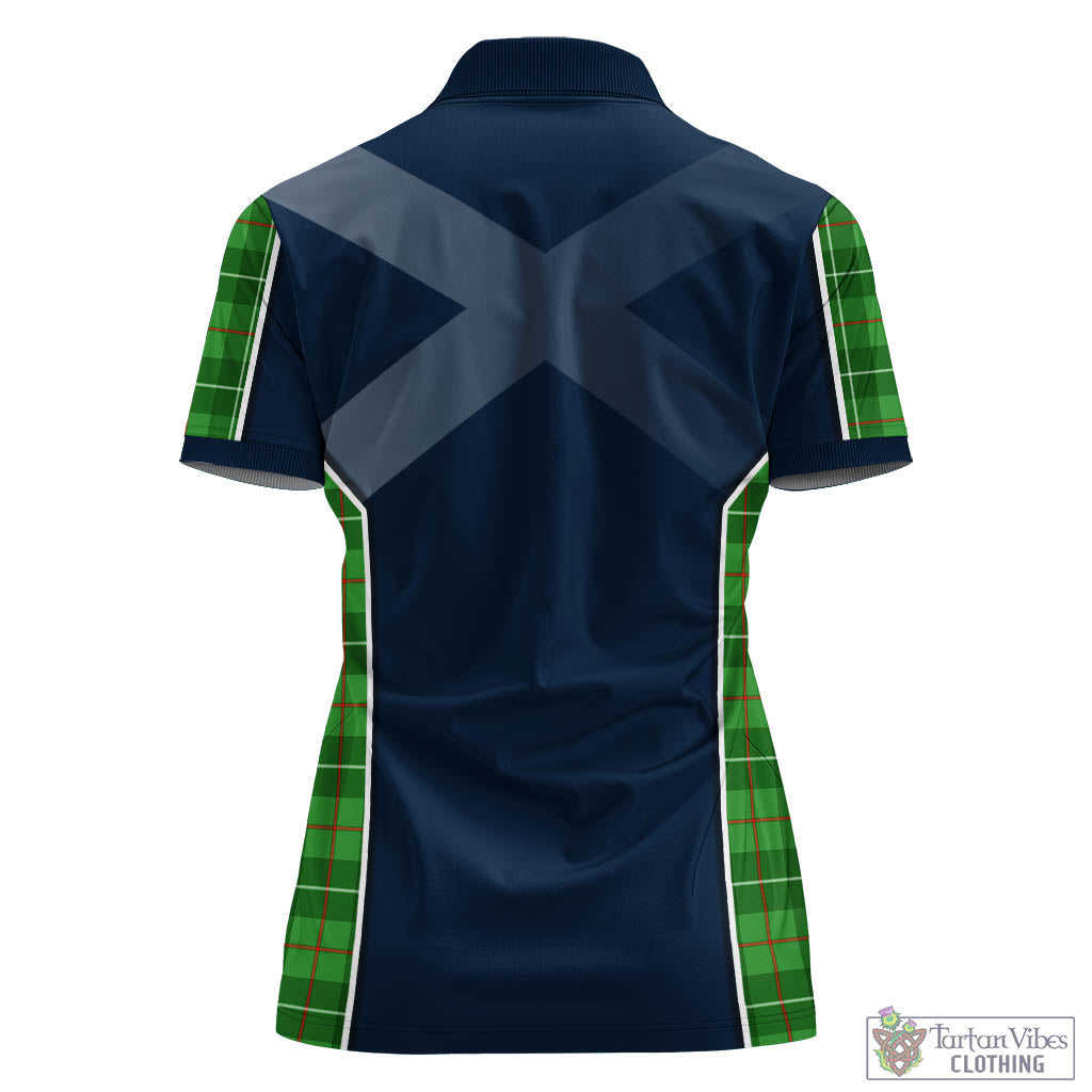 Tartan Vibes Clothing Galloway Tartan Women's Polo Shirt with Family Crest and Scottish Thistle Vibes Sport Style